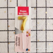 Свеча для торта Цифра грани Золото "7"