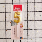 Свеча для торта Цифра грани Золото "5"