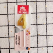 Свеча для торта Цифра грани Золото "4"