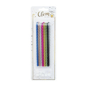 Свеча для торта с держателем Гигант металик витые Ассорти 15см XL (уп8)