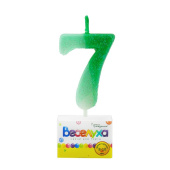 Свеча для торта Цифра Разноцвет с глиттером "7" 4,5см