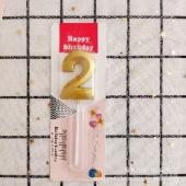 Свеча для торта Цифра грани Золото "2"