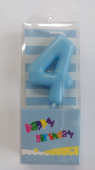 Свеча для торта Цифра Голубая 5см "4"