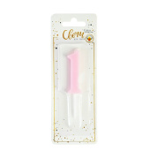 Свеча для торта Цифра Единичка розовая "1" 5,5см