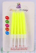 Свеча для торта с держателем витая Желтая неон (уп10)