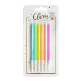 Свеча для торта с держателем неон 14см (уп6)