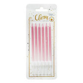 Свеча для торта с держателем Градиент с брызгами Розовый 11см (уп6)