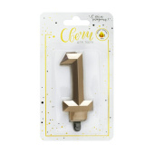 Свеча для торта Цифра Бриллиант Золото "1" 7,5см