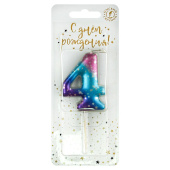 Свеча для торта Цифра Космос 4