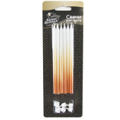 Свеча для торта с держателем Золотое сияние Градиент 0,6х12см уп6