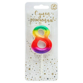 Свеча для торта Цифра Радуга Градиент "8" 4,3см 1шт