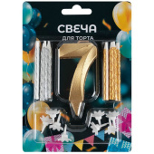 Свеча для торта Цифра Грань золото +свечи уп8 "7" Россия