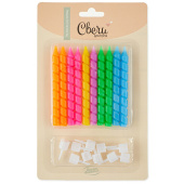 Свеча для торта с держателем Спирали Яркий микс 0,75х8 + 2см уп10