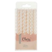 Свеча для торта с держателем Спирали Белый Перламутр 0,7х7 + 3,5см уп6