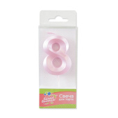 Свеча для торта Цифра Грани Розовый 8 перламутр 4,2х6см