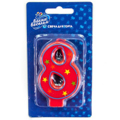 Свеча для торта Цифра Красочная "8" 7см 1шт