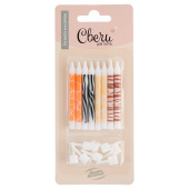 Свеча для торта с держателем Сафари Ассорти 0,5х6+1см уп8