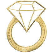 Шар фольга фигура Кольцо бриллиант золотое 24" 60см 30" 76см H