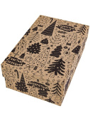 Коробка прямоугольник Крафт Елочки 17х11х6см