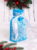Мешок для подарков 36х24х12см Новогодний колокольчик голубой