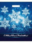 Пакет ПЭТ с вырубной ручкой 45х38см Мерцание снежинок