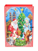 Коробка книга Дедушка Мороз и его внучка 13,5х20х6см