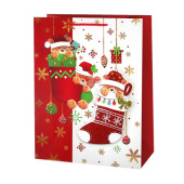 Пакет 3D Новогодние мишки дизайн №3 с блестками 23х18х8см 1шт