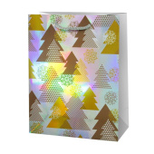 Пакет M 23х18х8см Елочки дизайн №4 голография