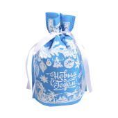 Мешок для подарков 36х24х12см С Новым Годом голубой