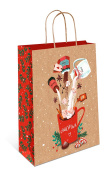 Пакет крафт новогодний 26х32х12см AB