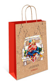 Пакет крафт новогодний 26х32х12см AB