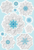Наклейка для оформления А3 (снежинки синие)