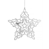 Подвеска пластик Звездная снежинка в серебре 11х11см
