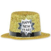 Шляпа пластик Мини HNY золото блеск 12см Китай /