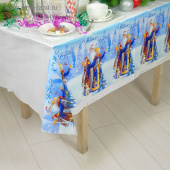Скатерть ПЭТ 182х137см С Новым Годом Дед Мороз и Снегурочка