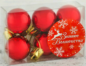 Игрушки на елку Шары   3см Глянец красный (уп6)