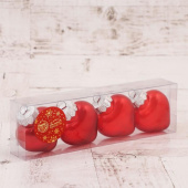 Игрушки на елку фигура Сердца Глория красный 5,5х5,5см (уп4)