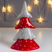 Елка керамика в горошек серо-красный 22,7х6,5х14,3см