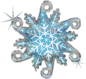 Шар фольга фигура Снежинка Серебро Голография 38'' 97см GR