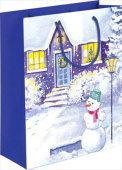 Пакет S Снеговик у домика 11,5x14,5x6см