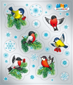 Наклейка Снегири и еловые шишечки (10шт)