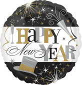 Шар фольга 18''/Fm круг С Новым Годом Искрящийся фейерверк