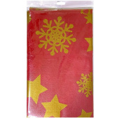 Скатерть ПЭТ 140х200см Новогодний декор красная