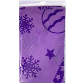 Скатерть ПЭТ 140х200см Новогодний декор сиреневая