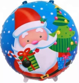 Шар фольга 18''/FL круг Дед Мороз и елочка Голубой 1шт