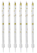 Свечи набор Белые с золотом 12см (уп6)