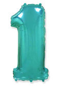Шар фольга Цифра 40"Fm Бирюза Тифани Tiffany "1"