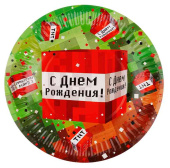 Тарелки бумага Пиксели С днём рождения! 180мм (уп6)