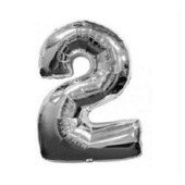 Шар фольга Цифра 16" Серебро "2"