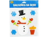 НГ Наклейка гелевая на окно Снеговик Китай ВесЗатея